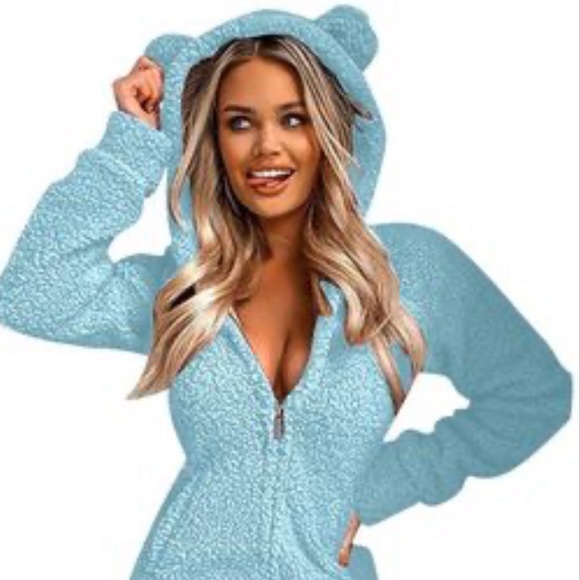 Fleecey Sherpa Ear Hooded Romper - new! ✨😍 - Picture 1 of 14